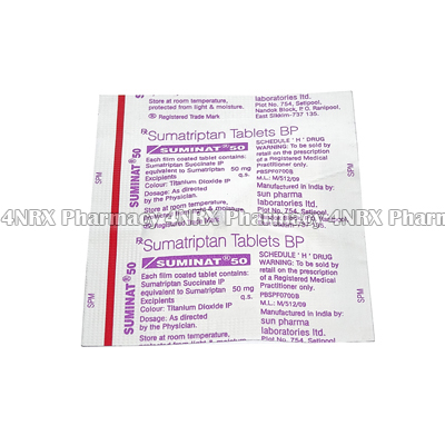 Suminat (Sumatriptan Succinate) - 50mg (1 Tablet)2